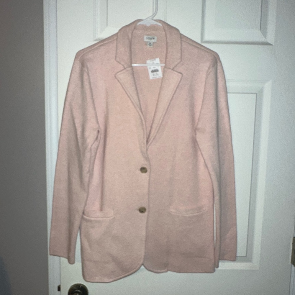 J. Crew Factory Pink Sweater Blazer Medium New